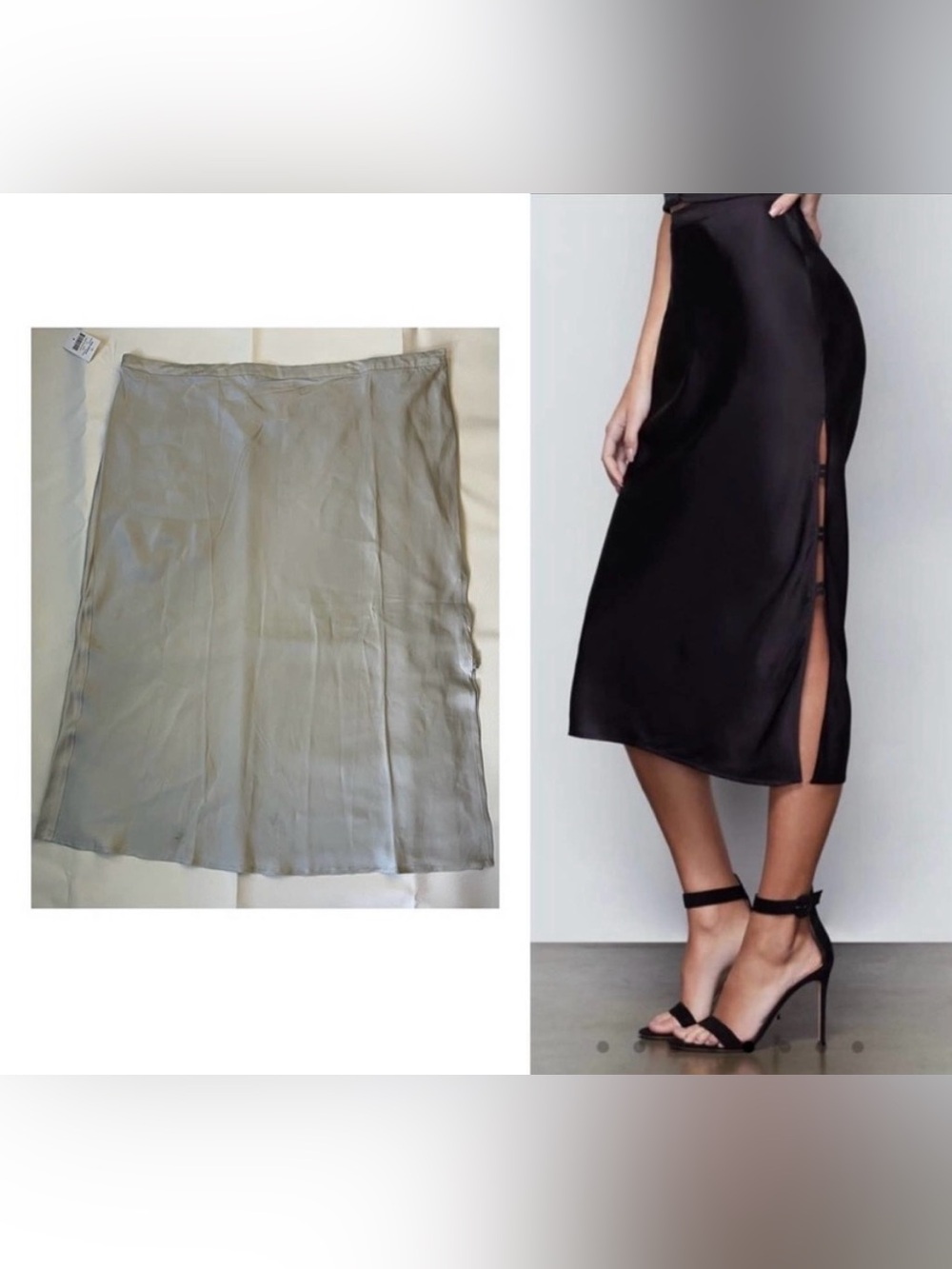 The Good American Double Bar Bias Midi Skirt sz 6